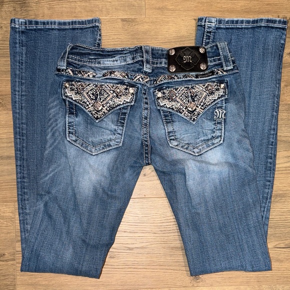Miss Me - Stylish Size 26 Blue Embellished Women's Jeans - Picture 6 of 7